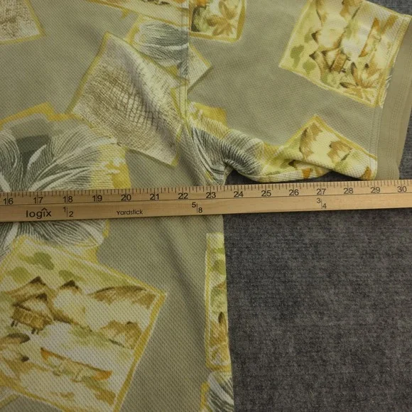 Vintage Tommy Bahama Polo Shirt Large Yellow Beach Floral Short Sleeve Cotton - Picture 4 of 7